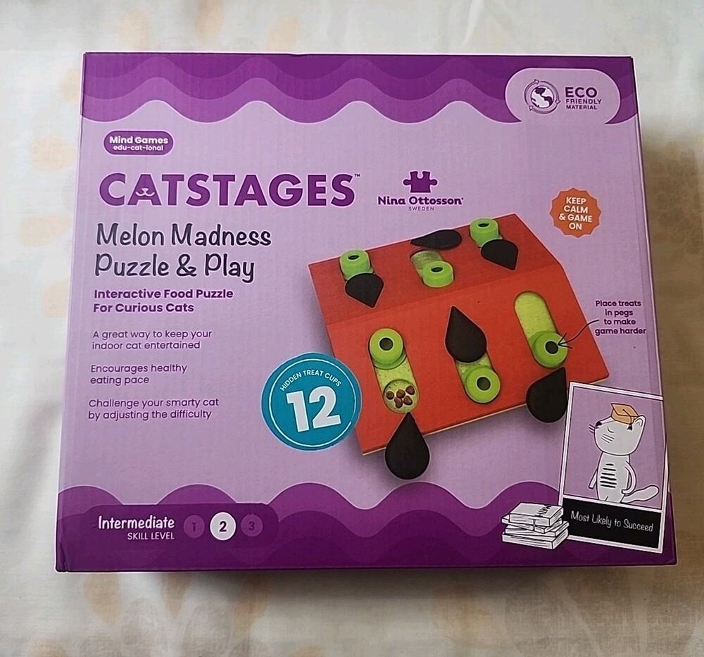 Catstages Melon Madness Puzzle Play Interactive Food Puzzle 12 Treat Cups